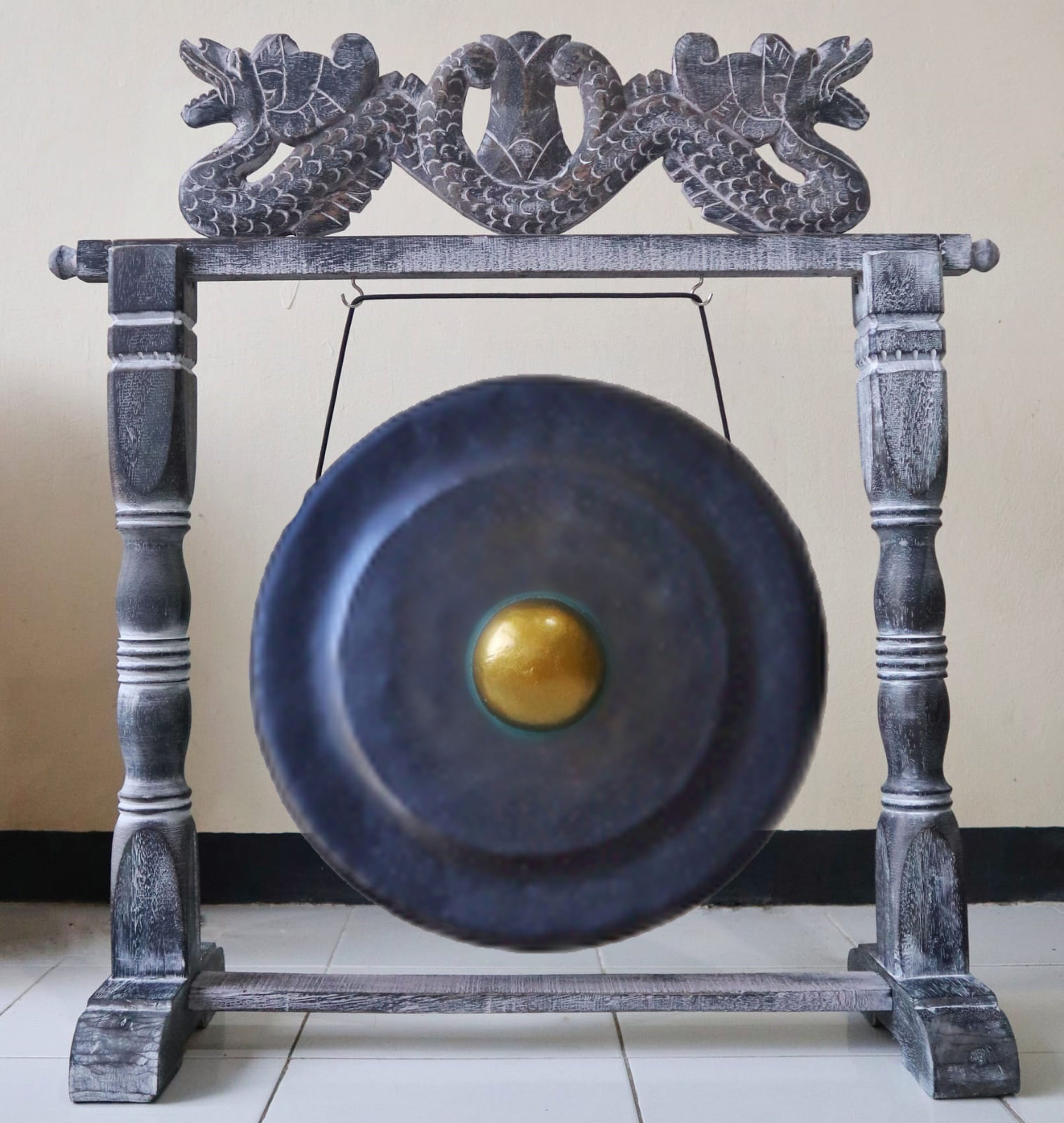 Medium Gong in Stand - 50cm - Black